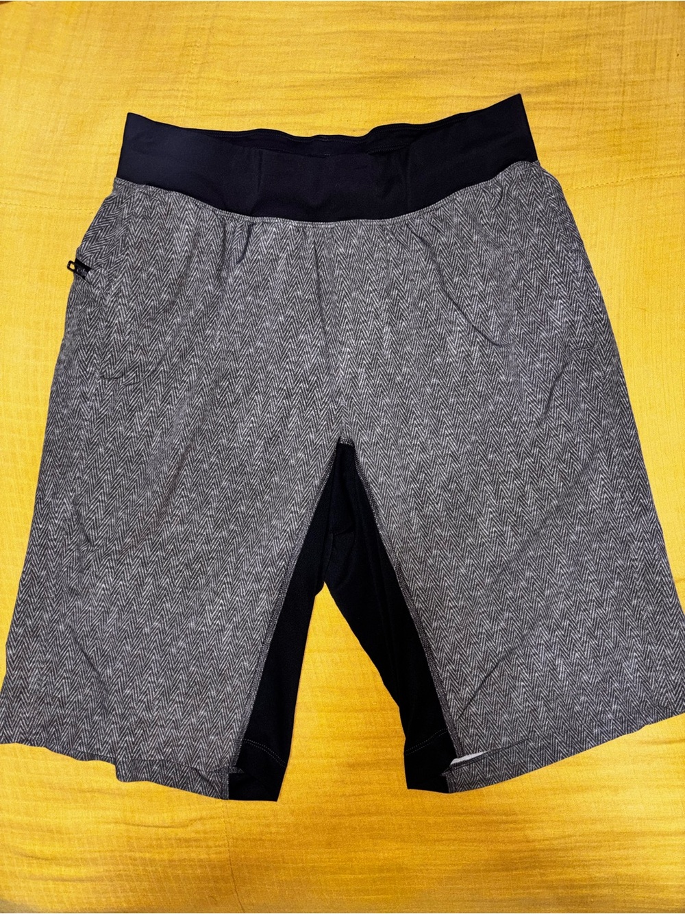 lululemon athletica Gray Herringbone Athletic Shorts with Black Waistband